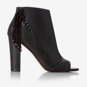 Express whipstitch fringe open toe booties